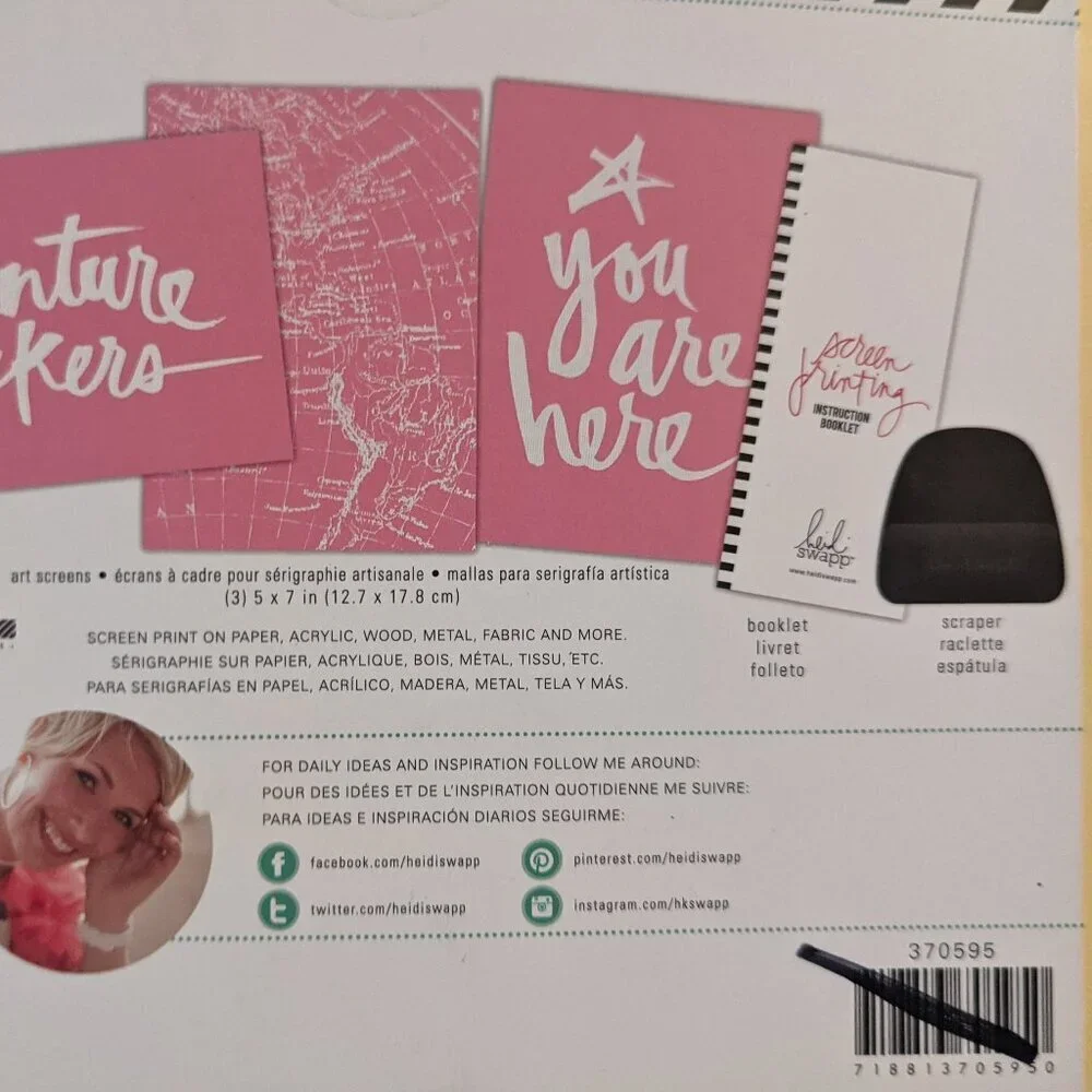 NWT Heidi Swapp Adventure Seekers Art Screens Kit You Are Here Screenprint Craft
